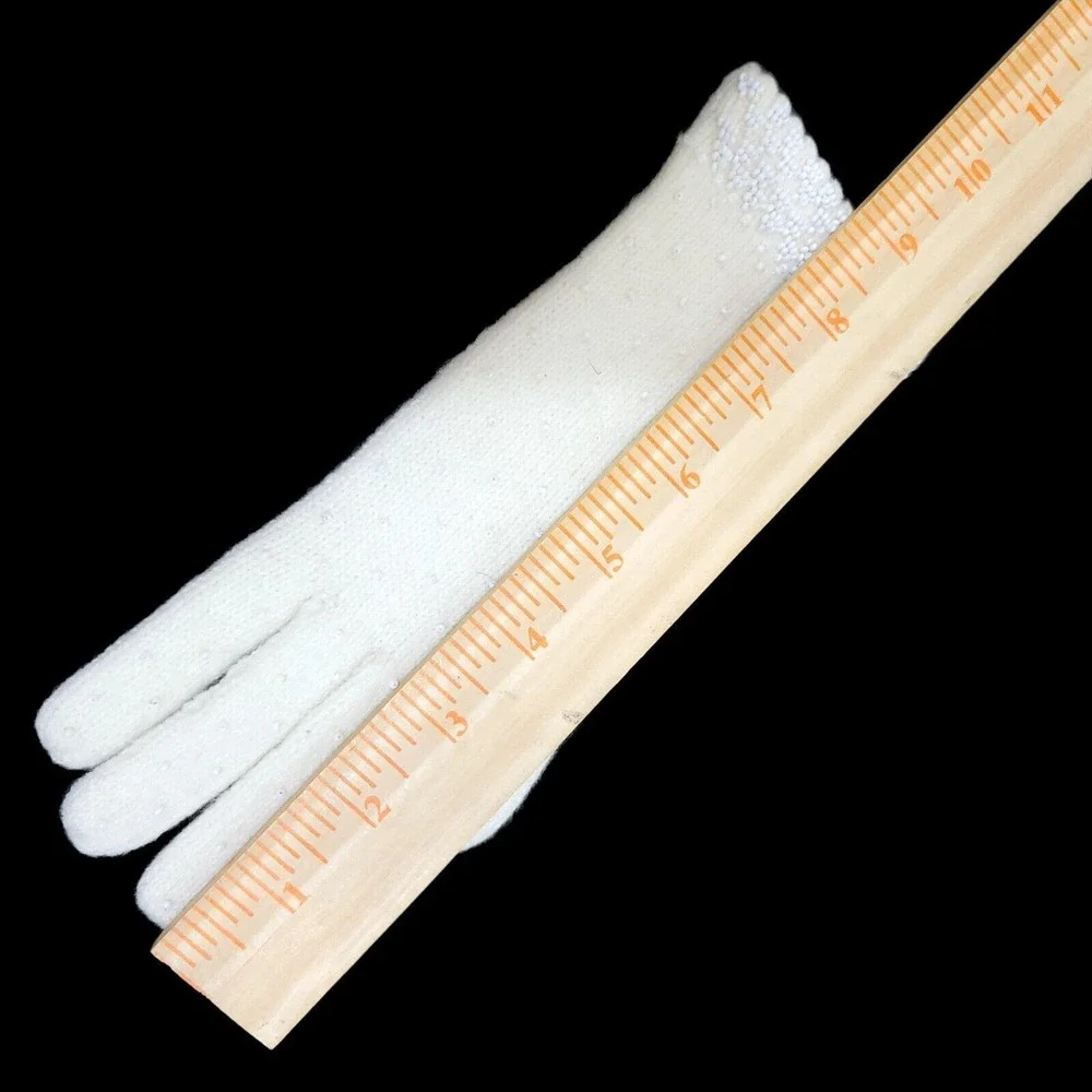 Vintage 50s Astral White Beaded Gloves‎ British Hong Kong Mid Century Bridal